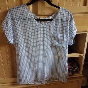 Pocketed Plaid, Career Blouse, size Small